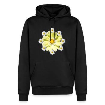 Cosmee flower with daisies floral floral pattern - Men’s Premium Organic Hoodie - black - Front - Nico (187cm)