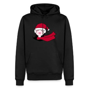 Fille heureuse dans le chapeau de Père Noël - Sweat à capuche Premium bio Homme - noir - Devant - Nico (187cm)