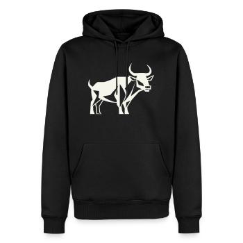 Stier-Wächter - Männer Premium Bio Hoodie - Schwarz - Vorne - Nico (187cm)