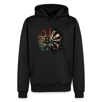 Retro 180 Dartscheibe Dartboard Dart Dartspieler - Männer Premium Bio Hoodie - Schwarz - Vorne - Nico (187cm)