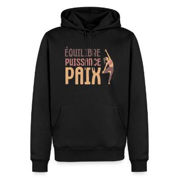 Équilibre puissance paix sérénité yoga zen - Sweat à capuche Premium bio Homme - noir - Devant - Nico (187cm)