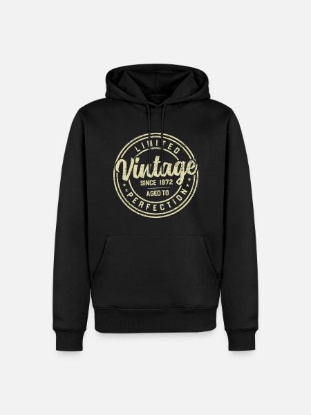 Vintage 1972 verjaardagscadeau 1972 - Mannen Premium Bio hoodie - zwart