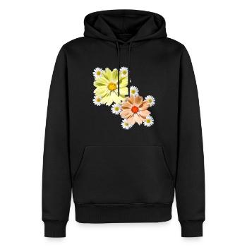 Cosmee with daisies blossom floral floral pattern - Men’s Premium Organic Hoodie - black - Front - Nico (187cm)