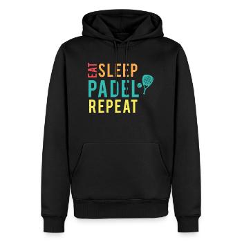 Eat, Sleep, PADEL, repeat - Men’s Premium Organic Hoodie - black - Front - Nico (187cm)