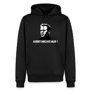 Gebt nicht auf! Nawalnys Botschaft auf deutsch. - Männer Premium Bio Hoodie - Schwarz - Vorne - Nico (187cm)