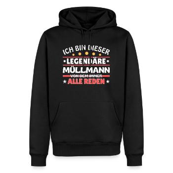 Je suis cet éboueur légendaire - Sweat à capuche Premium bio Homme - noir - Devant - Nico (187cm)