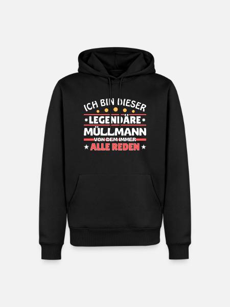 Jestem tym legendarnym śmieciarzem - Ekologiczna męska bluza z kapturem Premium - czarny