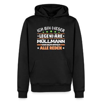 Je suis cet éboueur légendaire - Sweat à capuche Premium bio Homme - noir - Devant - Nico (187cm)