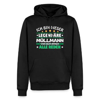 Je suis cet éboueur légendaire - Sweat à capuche Premium bio Homme - noir - Devant - Nico (187cm)