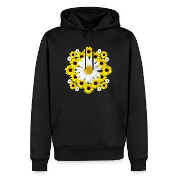 Daisies blossom with yellow sunflowers floral - Men’s Premium Organic Hoodie - black - Front - Nico (187cm)