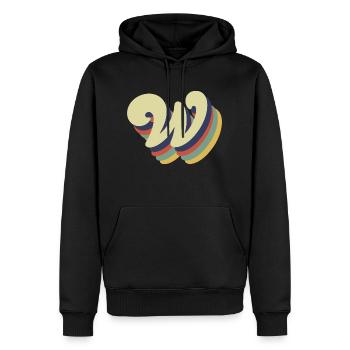 Lettre w rétro - Sweat à capuche Premium bio Homme - noir - Devant - Nico (187cm)
