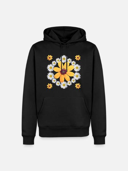 Daisies Orange Blossom Daisies Floral Pattern - Men’s Premium Organic Hoodie - black