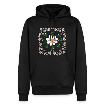 Daisy Flower Meadow Floral Pattern Flower - Men’s Premium Organic Hoodie - black - Front - Nico (187cm)