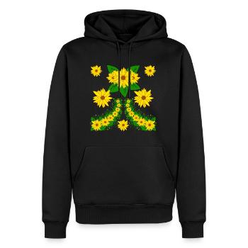 Fleur de tournesol Motif floral de tournesol - Sweat à capuche Premium bio Homme - noir - Devant - Nico (187cm)