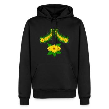 Fleur de tournesol Fleur de vigne motif floral jaune - Sweat à capuche Premium bio Homme - noir - Devant - Nico (187cm)