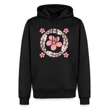 fleur, rose, motif floral, vrille florale, floral, floral - Sweat à capuche Premium bio Homme - noir - Devant - Nico (187cm)