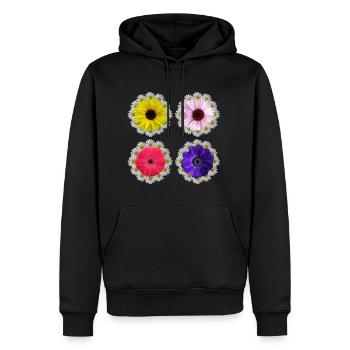 Gerbera Blüte Margeriten Sonnenblume Blumenmuster - Männer Premium Bio Hoodie - Schwarz - Vorne - Nico (187cm)