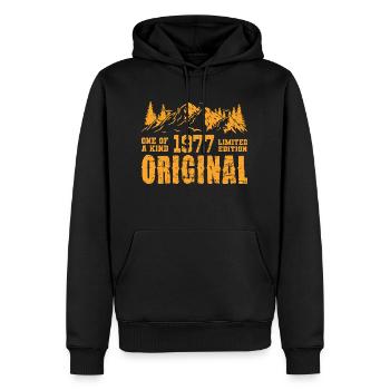 Geburtstagsgeschenk 1977 - 1977 - Männer Premium Bio Hoodie - Schwarz - Vorne - Nico (187cm)