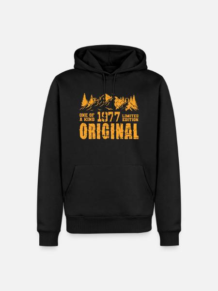 Verjaardagscadeau 1977 - 1977 - Mannen Premium Bio hoodie - zwart