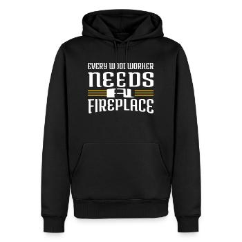 travail heureux présent tronçonneuse charpentier - Sweat à capuche Premium bio Homme - noir - Devant - Nico (187cm)