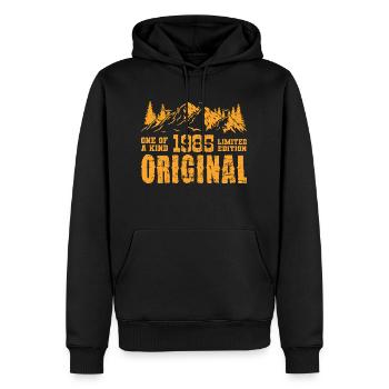 Cadeau d’anniversaire 1985 - 1985 - Sweat à capuche Premium bio Homme - noir - Devant - Nico (187cm)