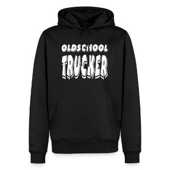 Trucker - Männer Premium Bio Hoodie - Schwarz - Vorne - Nico (187cm)