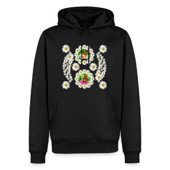 Marguerites Fleur Papillon Motif Floral Floral - Sweat à capuche Premium bio Homme - noir - Devant - Nico (187cm)