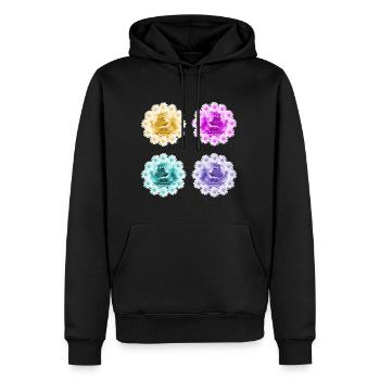 Daisies Butterflies Flower Floral Pattern - Men’s Premium Organic Hoodie - black - Front - Nico (187cm)