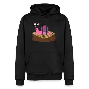 Ricardo l’escargot rigolo - Sweat à capuche Premium bio Homme - noir - Devant - Nico (187cm)
