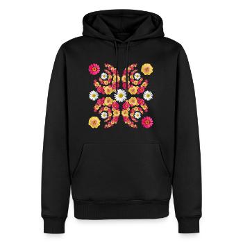 Zinnia daisy floral pattern floral zinnias blossom - Men’s Premium Organic Hoodie - black - Front - Nico (187cm)
