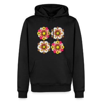 Gazania Daisies Sunflowers Blossom Floral Design - Men’s Premium Organic Hoodie - black - Front - Nico (187cm)