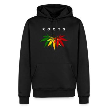 Minimalist Roots Rasta Colors Reggae - Men’s Premium Organic Hoodie - black - Front - Nico (187cm)
