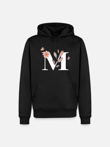 Buchstabe M Wildblumen Aquarelle - Männer Premium Bio Hoodie - Schwarz