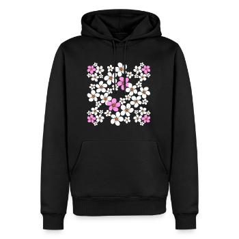 fleur de motif floral fleur de vrille florale - Sweat à capuche Premium bio Homme - noir - Devant - Nico (187cm)