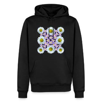 Motif Floral Fleur De Marguerite Fleur De Vigne Fleur - Sweat à capuche Premium bio Homme - noir - Devant - Nico (187cm)