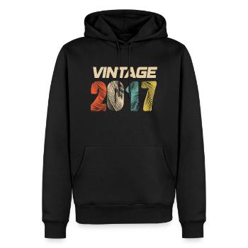 Jahrgang 2017 Retro - Bestseller - Männer Premium Bio Hoodie - Schwarz - Vorne - Nico (187cm)