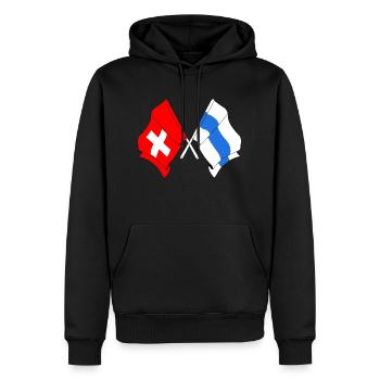 Flagge Schweiz und Flagge Zug - Männer Premium Bio Hoodie - Schwarz - Vorne - Nico (187cm)