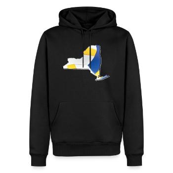 New York (États-Unis) | Vrai volley-ball | Carte - Sweat à capuche Premium bio Homme - noir - Devant - Nico (187cm)