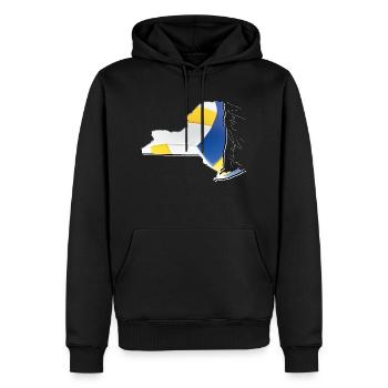 New York (États-Unis) | Vrai volley-ball | Carte Sct - Sweat à capuche Premium bio Homme - noir - Devant - Nico (187cm)