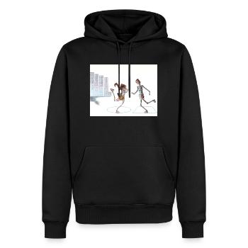 Der Skater und der Roboter. - Männer Premium Bio Hoodie - Schwarz - Vorne - Nico (187cm)