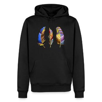 Feder - Männer Premium Bio Hoodie - Schwarz - Vorne - Nico (187cm)
