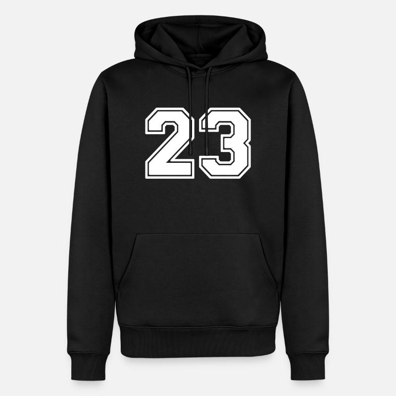 23 - Sweat à capuche Premium bio Homme - noir