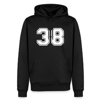 Numéro 38 - Sweat à capuche Premium bio Homme - noir - Devant - Nico (187cm)