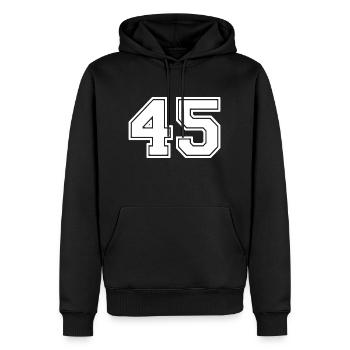 45 - Männer Premium Bio Hoodie - Schwarz - Vorne - Nico (187cm)