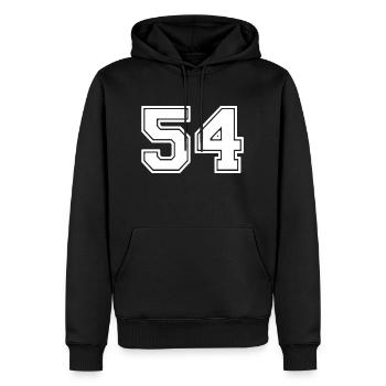 54 - Männer Premium Bio Hoodie - Schwarz - Vorne - Nico (187cm)