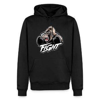 Boxender Gorilla - Männer Premium Bio Hoodie - Schwarz - Vorne - Nico (187cm)