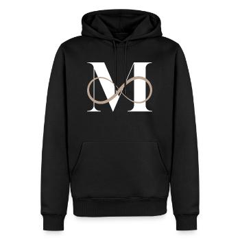 Lettre m infinie - Sweat à capuche Premium bio Homme - noir - Devant - Nico (187cm)