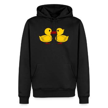 Enten Kuss - Männer Premium Bio Hoodie - Schwarz - Vorne - Nico (187cm)
