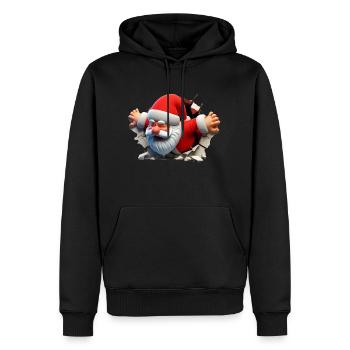 Père Noël dans le trou par l’avant 2 - Sweat à capuche Premium bio Homme - noir - Devant - Nico (187cm)