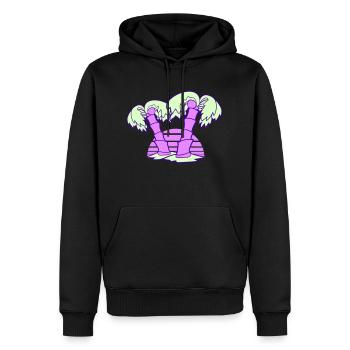 2 Palm Trees Island Tree Stripes Sun Sunset - Men’s Premium Organic Hoodie - black - Front - Nico (187cm)
